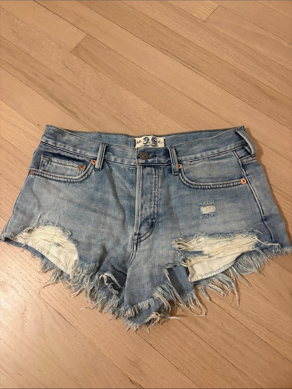 Free People Distressed Denim Shorts